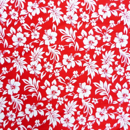 TISSU Rouge et Blanc HIBISCUS BEST SELLER