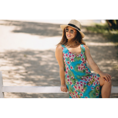 Robe tunique turquoise grande taille frangipane forest