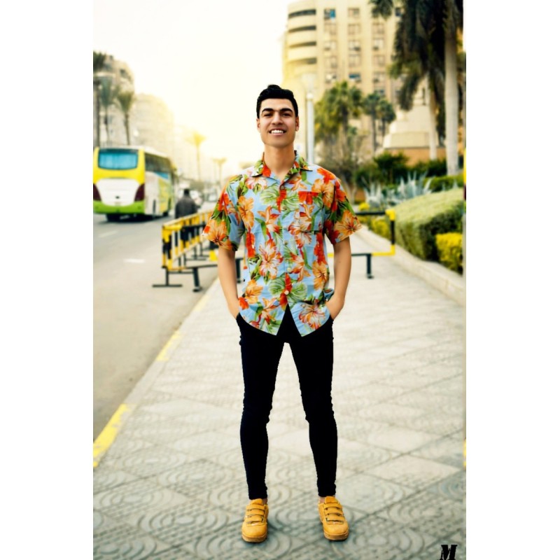 Chemise Hawaïenne bleu ciel Maupiti