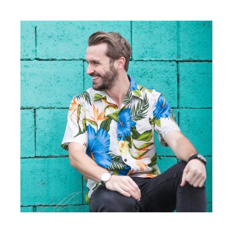 Chemise hawaïenne turquoise paradis