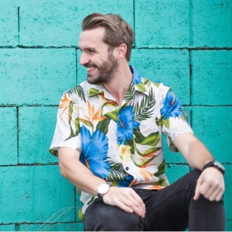 Chemise hawaïenne turquoise paradis