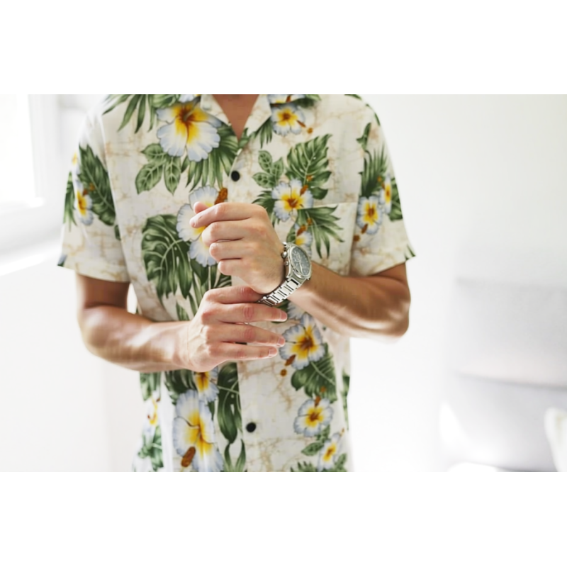 Chemise hawaïenne blanche Morea