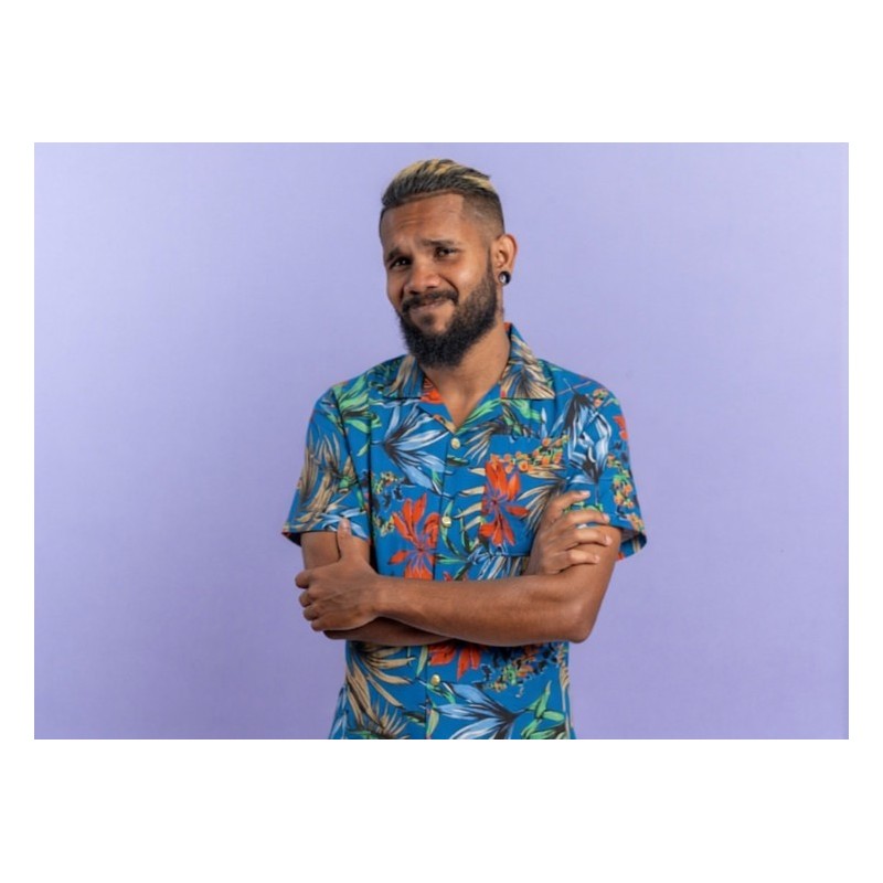 Chemise hawaïenne Apetaï colore bleu gris