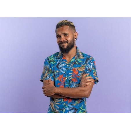 Chemise hawaïenne Apetaï colore bleu gris