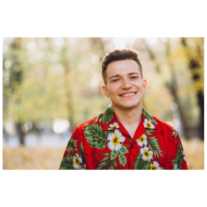 Chemise hawaïenne rouge Morea