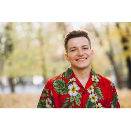 Chemise hawaïenne rouge Morea