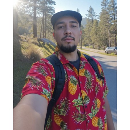 Chemise Hawaïenne couleur Fushia motif Ananas