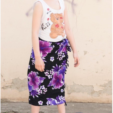 Paréo bleu et rose non transparent séchage et lavage rapide