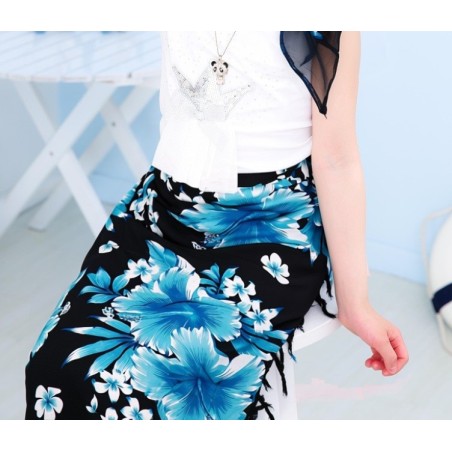 Paréo bleu et rose non transparent séchage et lavage rapide