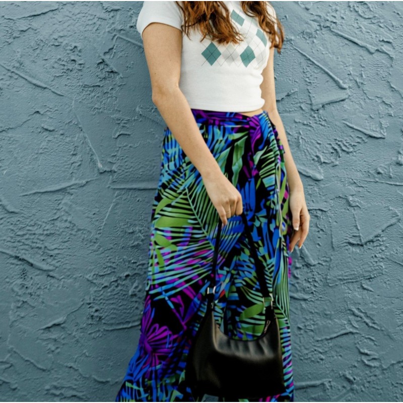 Paréo enfant vert bleu violet Leaf