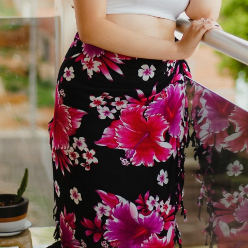 Paréo bleu et rose non transparent séchage et lavage rapide