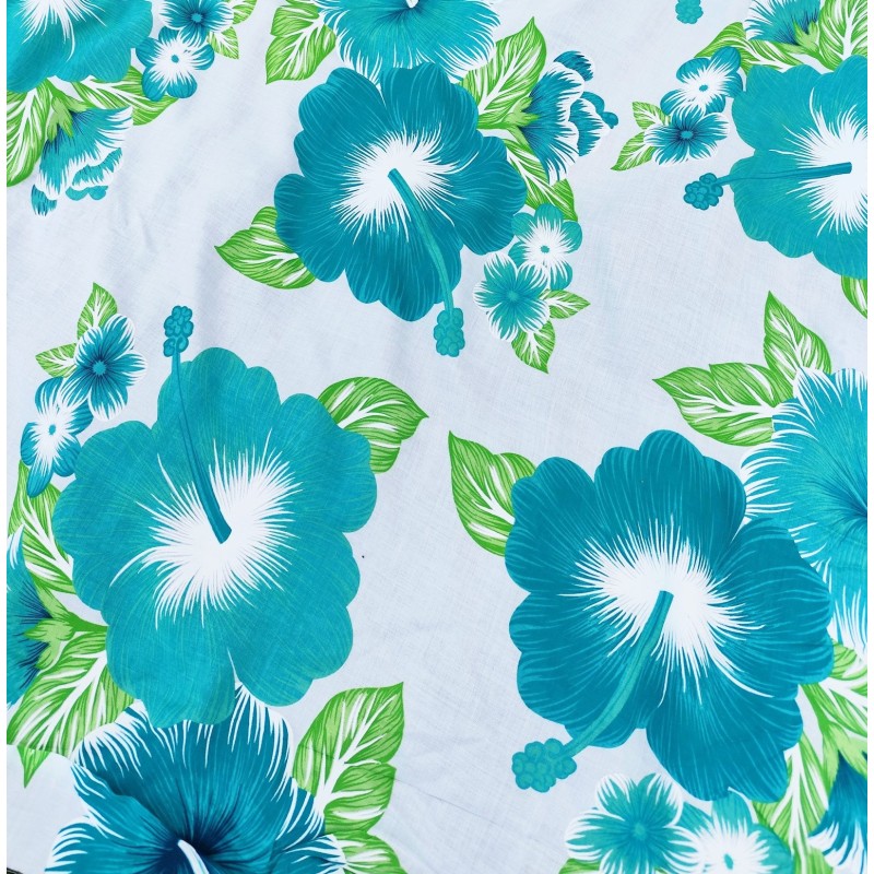Tissu  fleuri bleu