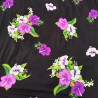 Tissu  fleuri rouge et noir hibiscus