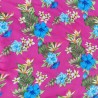 Tissu  fleuri rouge et noir hibiscus