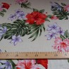 Tissu  fleuri rouge et noir hibiscus