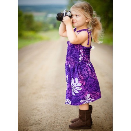 robe enfant couleur Violette motif Tatouage polynesien