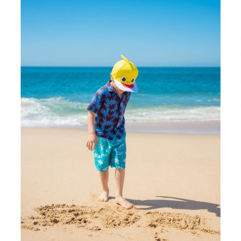 Chemise hawaïenne garçon grise, motif palmeraie