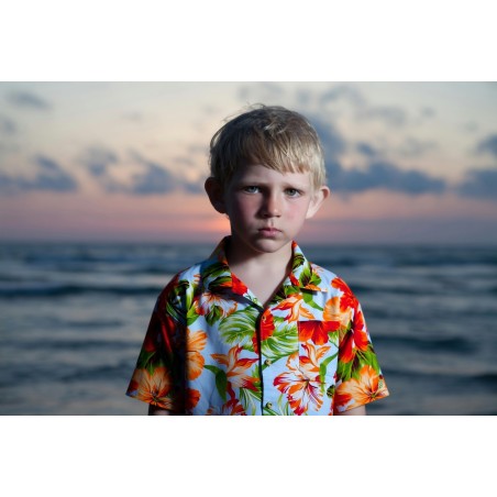 Chemise hawaïenne garçon Maupiti bleu clair, été et confort