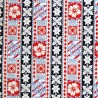Tissu  fleuri rouge et noir hibiscus