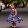 robe enfant couleur bleu marine motifs tropicaux