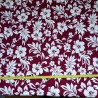 Tissu  fleuri rouge et noir hibiscus