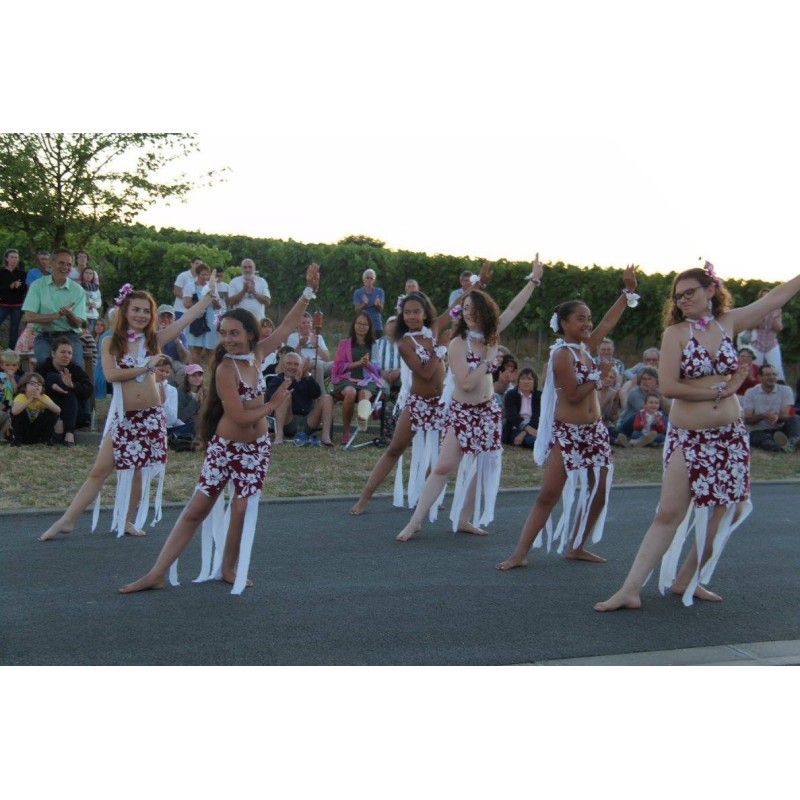 Tissu  fleuri rouge et noir hibiscus