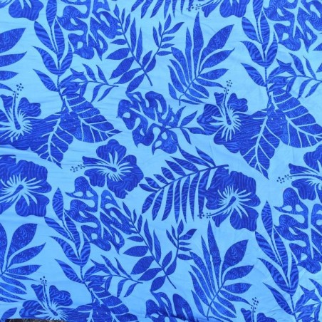 Tissu  fleuri rouge et noir hibiscus