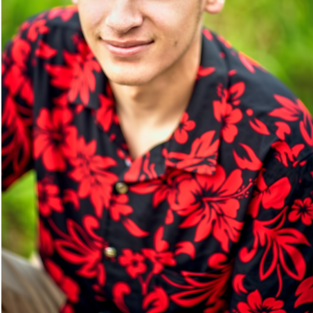 Chemise Hawaïenne 14/16 ans noire hibiscus rouge