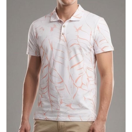 Polo Banana lux peach aux motifs feuillages