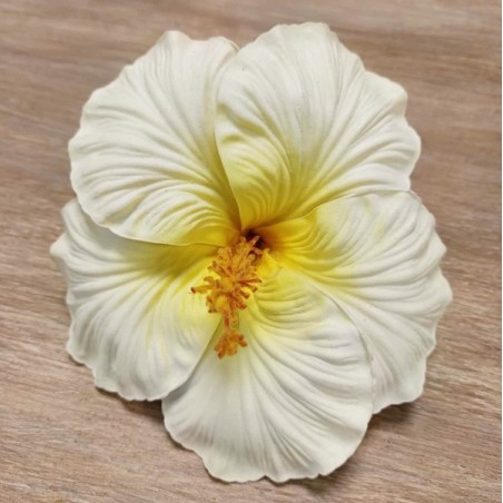 Très gros Hibiscus blanc sur tige métal