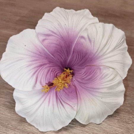 Très gros Hibiscus coeur violet sur tige métal