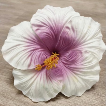 Très gros Hibiscus coeur violet sur tige métal