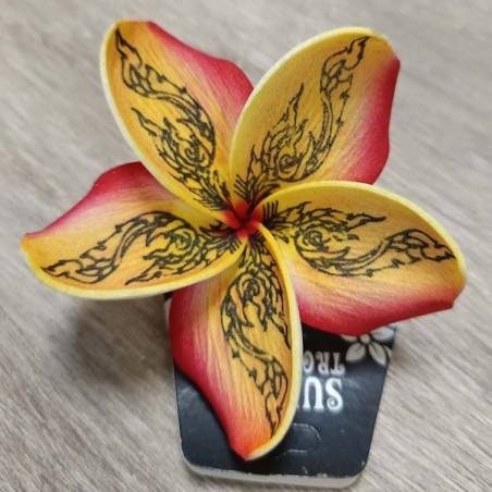 Barrette frangipane tattoo marbré rouge