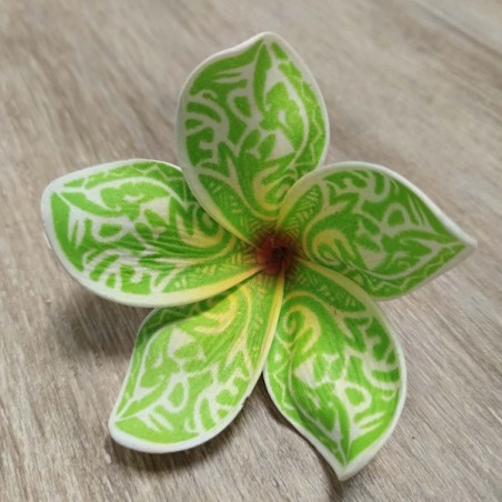 Barrette fleur verte tatouée