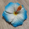 Barrette à cheveux Hibiscus blanc et bleu