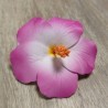 Barrette à cheveux Hibiscus violet et blanc