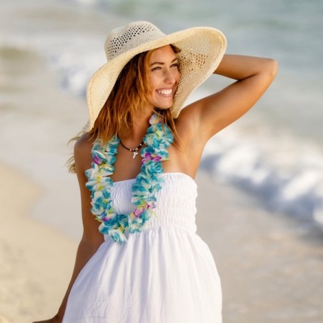 Colliers de fleurs hawaïens colorés – Accessoire tropical