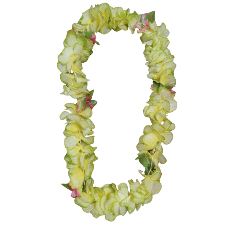 Colliers de fleurs type Hawaï – Couleur jhaune vert et de qualité