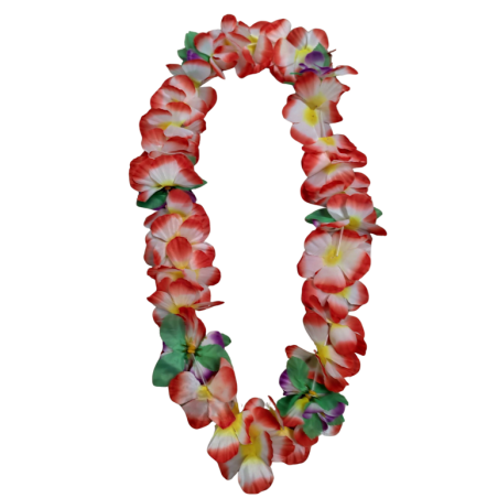 Colliers de fleurs hawaïens couleur rouge et blanc pour fêtes et soirées