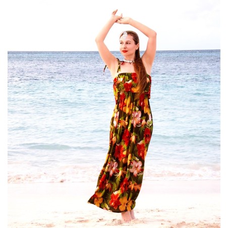 Robe volant poitrine verte Maupiti