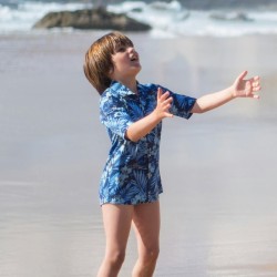 TiaoBug Chemise Hawaïenne Garçon Imprimée Manches Courtes 5-12 Ans