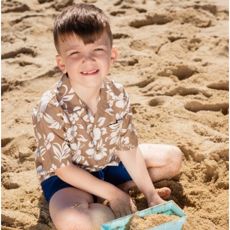 Chemise hawaïenne enfant beige Tahiti, best seller naturel
