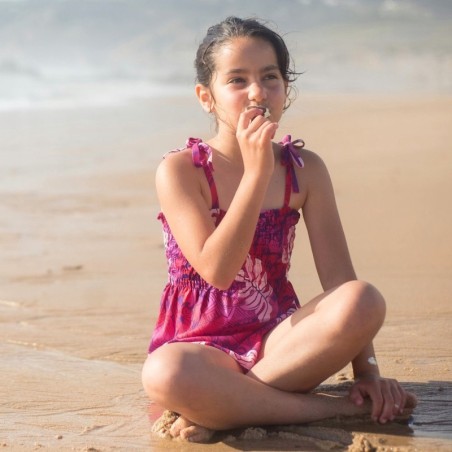 robe enfant couleur rose motifs Tatouage polynesien