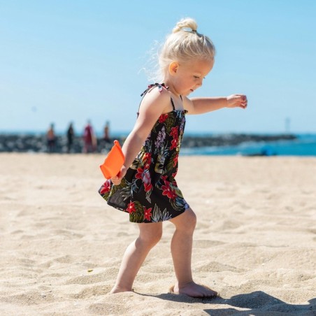 robe enfant couleur noire bouquet de frangipane