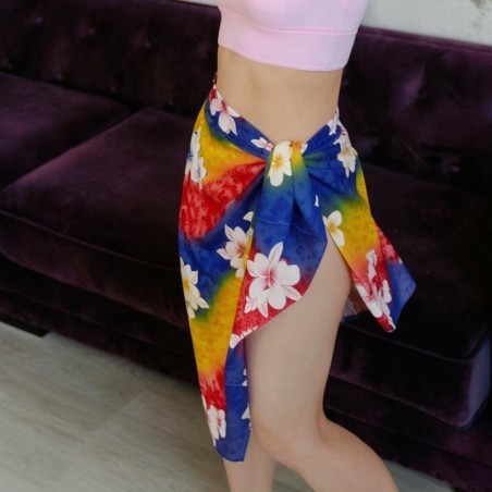 Paréo enfant bleu et rouge arc en ciel Tipanié