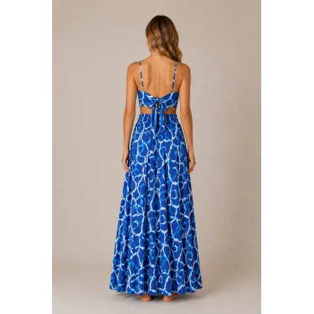 Ensemble Jupe Longue et Top Bohème Chic Bleu | Style Tahitien Femme