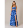 Ensemble Jupe Longue et Top Bohème Chic Bleu | Style Tahitien Femme