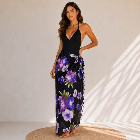 Paréo noir et violet Haapiti