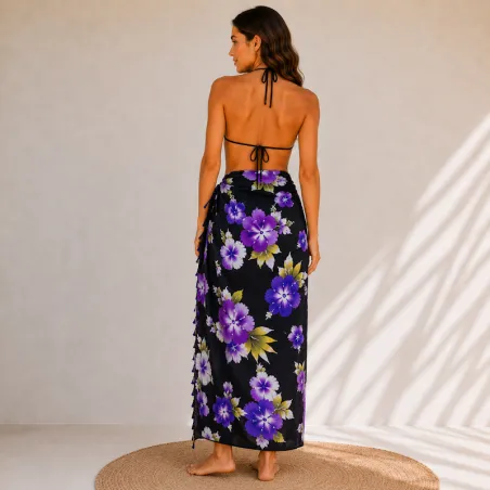 Paréo noir et violet Haapiti