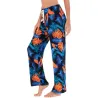 Pantalon de plage Noir et bleu motifs feuillage